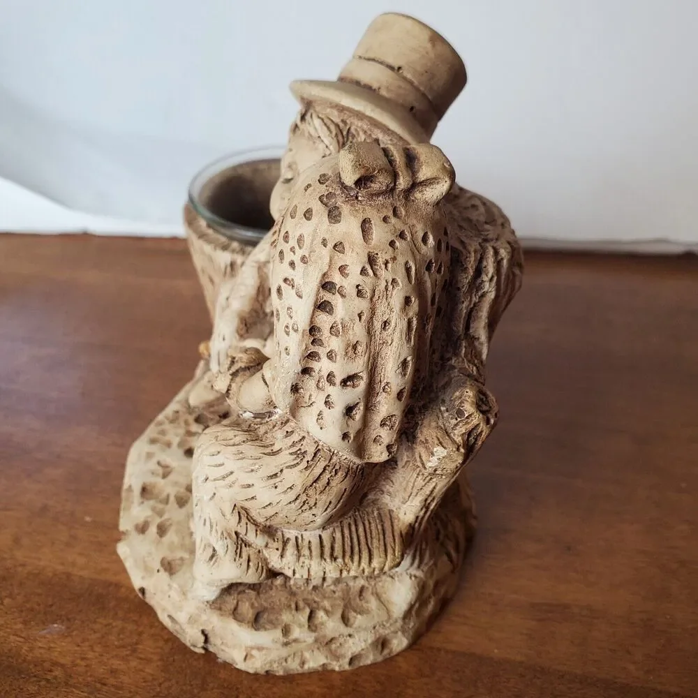 Ricardo Vintage Wood Carving Votive Candle Holder Fancy Couple Kissing On Bench